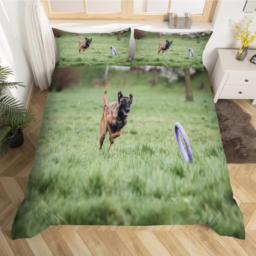 Housse de couette 200x200 chien de berger microfibre douce avec zip