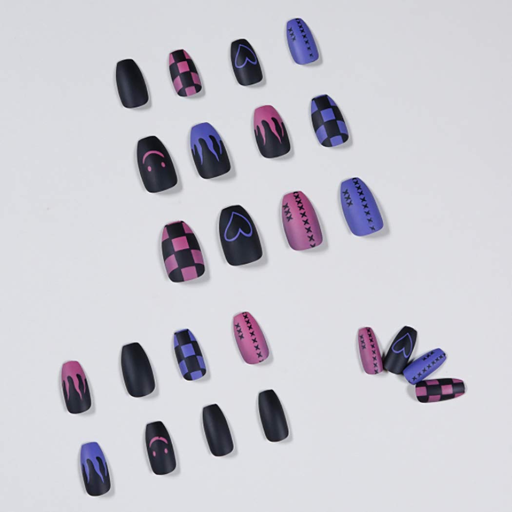 Amazon.com : Aceorna Coffin Press on Nails Nude Glossy Fake Nails Extra  Long Matte False Nail Cloud Leapard Full Cover Acrylic Nail Artificial Nails  Tips for Women and Girls 24PCS (C-Blue Pink) :