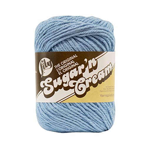 Image of Lily Sugar 'N Cream The Original Solid Yarn, 2.5oz, Medium 4 Gauge, 100% Cotton - Light Blue - Machine Wash & Dry
