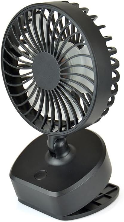 A2Z Mini 4 Inch Desk Clip Fan Quiet Portable USB Rechargeable 3 Speed Home Bedroom Office Car Outdoor Travel Prams Fan Black