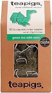 Teapigs Green Tea with Mint Made with Whole Peppermint and Green Tea Leaves (1 pack of 50 temple tea bags)