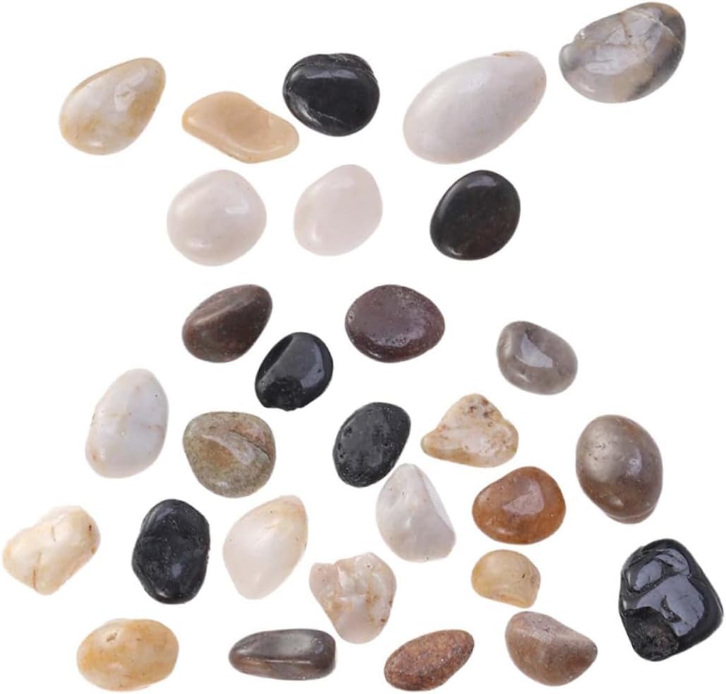 Tofficu Natural River Pebbles 1500g Polished Rainflower Stones 2-3cm Decorative Aquarium Rocks for Fish Tanks and Turtle Habitats Landscaping Garden Décor