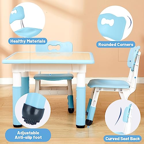 Image of FUNLIO Adjustable Kids Chair (2pcs), 3 Level Height Adjustable Toddler Chair for Ages 3-8, Sturdy Child Chair with Maximum Bearing 220lbs, for Classrooms /Daycares /Homes, CPC & CE Approved - Blue