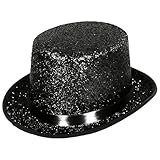Barelove Top Hat Costume Shiny Sequin Magician Victorian Hat Dress Up Hat Christmas Bowler Top Hats Cosplay Costume for Men Women Unisex for Masquerade, Mardi Gras, Halloween (Bling Black)