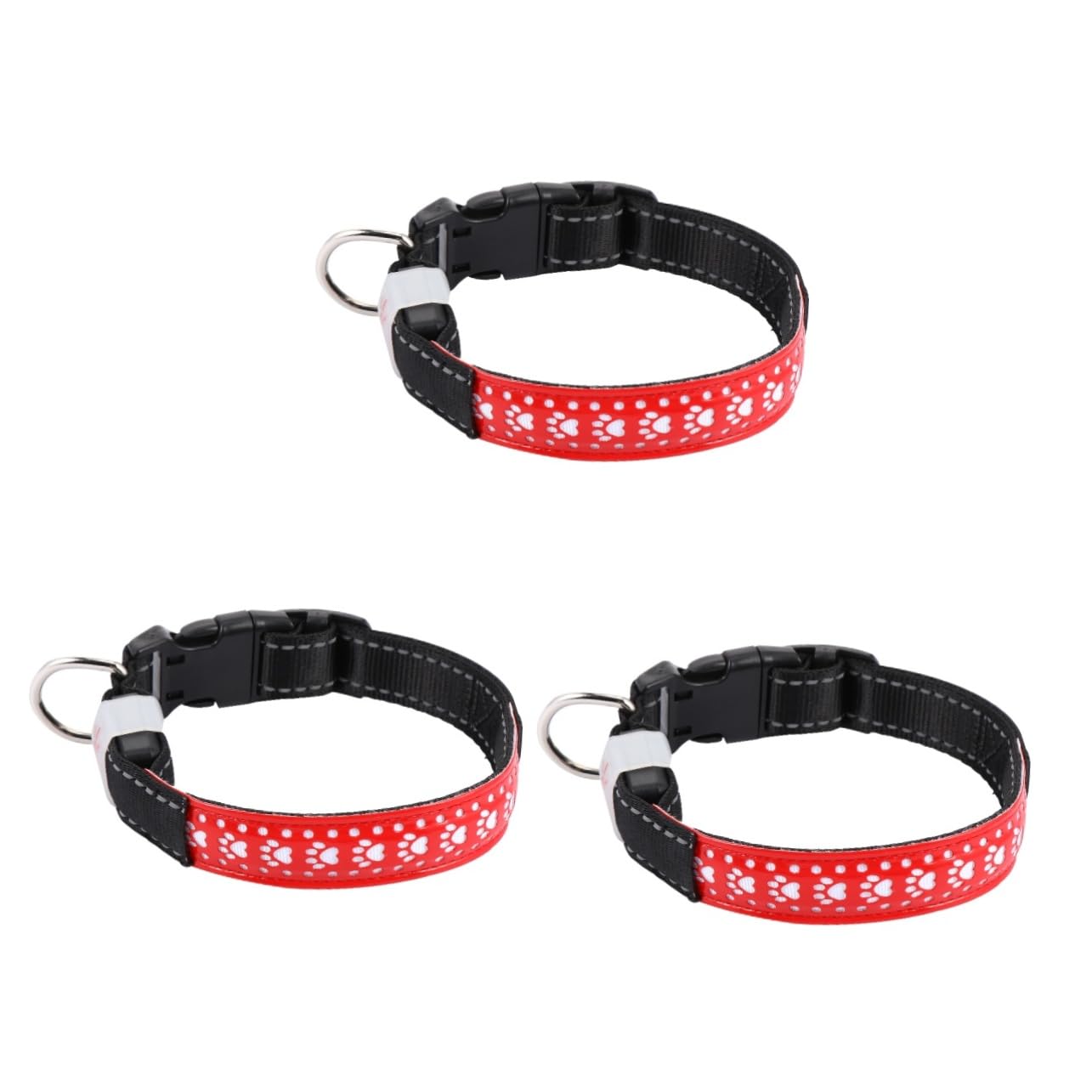 FRCOLOR 3 Pièces Collier Lumineux Chien Collier De Chiot Collier De Chien Collier LED pour Réglable pour Animaux De Compagnie Sangle en Nylon Lumière Aveuglante Rouge Briller