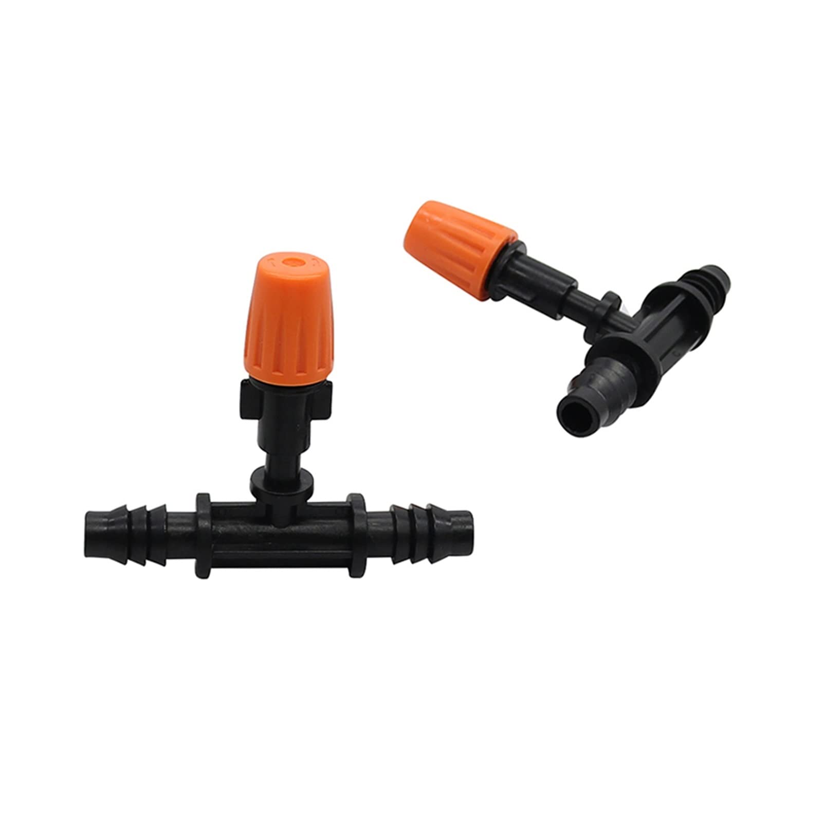 Buse d'atomisation, buse de brumisation d'irrigation, arroseur atomisé orange avec connecteur en T de 3/8 pouces, buse de brumisation de serre agricole, arrosage de jardin, irrigation 100 pièces