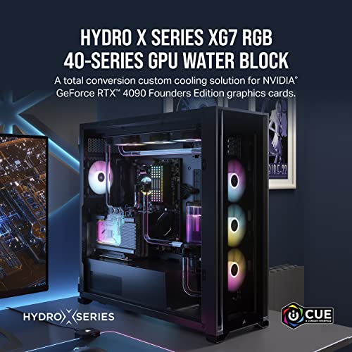 Image of Corsair Hydro X Series XG7 RGB 4090 Founders Edition GPU Water Block - for NVIDIA GeForce RTX 4090 FE - CNC Nickel-Platted Copper, 50 Cooling Fins, Included Backplate & ARGB Adapater Cable - Black