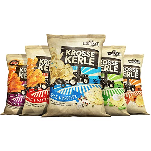 Krosse Kerle Chips | 5er Kennlernbox | HeiMart | 5 Tüten - 5 Sorten | 5 x 115 g