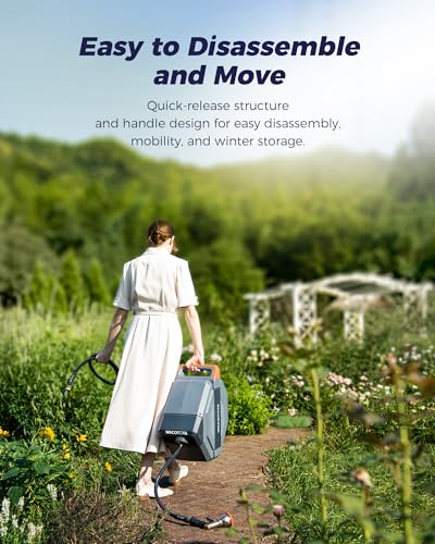 WACOTOYA Retractable Garden Hose Reel 5/8 in x 130 ft Professional Metal Bracket & 9-Pattern Metal Nozzle UV Resistant Brass Fitting Heavy Duty Wall Mount Any Length Lock Slow Retraction 180° Swivel - Image 8