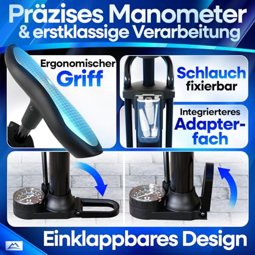 NEXTCOVER® Fahrradpumpe Alle Ventile mit [Airflow-Technologie] I Pumpe für Autoventil… – Ansicht 5