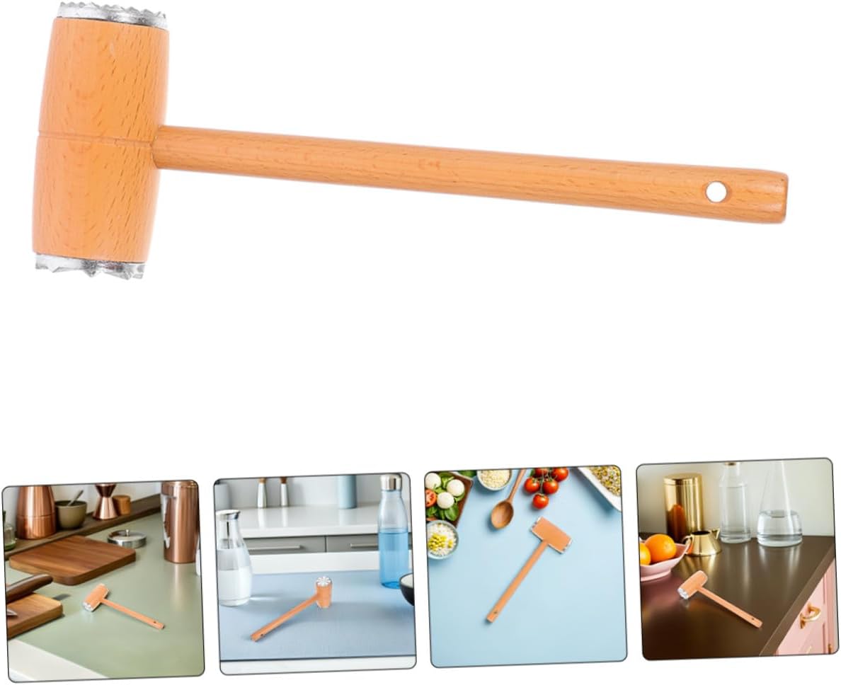 Angoily 2pcs Meat Tenderizer Mallet Solid Beech Wood Dual-sided Kitchen Hammer Pounder for Steak Chicken Beef Pork Efficient Tenderizing Cooking Tool with Comfortable Grip