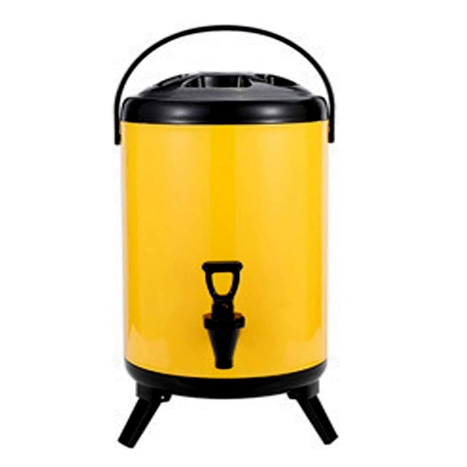 asdchZen Insulated Drinks Dispenser With Tap, Stainless Steel Beverage Dispenser For Milk Tea Coffee, Hot Cold Drink Dispenser Bucket,Yellow-12L