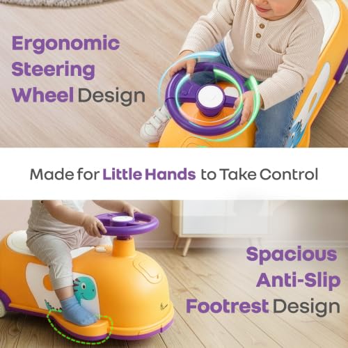 Image of R for Rabbit Iya Iya Poppy Swing Car for Kids, 3 in 1 Baby Push Ride-On & Pull Along Car | ABEC7 Bearing Smooth Wheels with Storage Seat | Ideal for 2+ Years Boys & Girls, Upto 50 Kgs (Orange Purple)