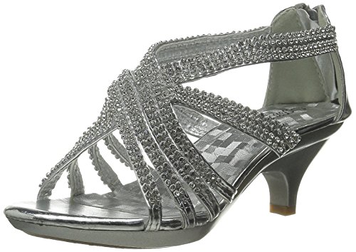 Shoe Dezigns Angel 41K Little Girls Rhinestone Heel Platform Dress Sandals Silver