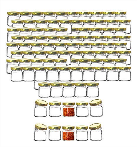 BigDean 100x kleine Marmeladengläser 53 ml - Made in Germany - Gläschen mit Schraub-Deckel - Mini Einmachgläser - Honiggläser - Probiergläser für Gastgeschenke & Hochzeit