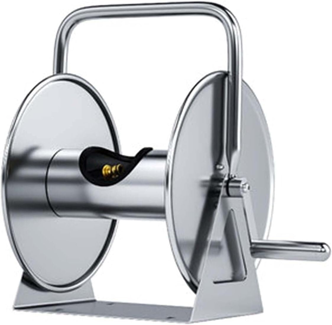 JvFbjLF Wall Floor Mounted Decorative Garden Hose Reel, Outdoor Holder Storage Durable, Stainless Steel Free Standing Trolley