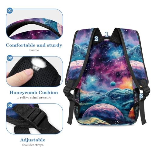 Sac à dos polyvalent imprimé galaxy planet 57 coloré grand format résistant - 4