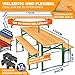 KESSER® Bierzeltgarnitur 3 teilig Gartenmöbel-Set | Klappbar 170 x 46 x 75cm | 2X Bierbänke 1x Biertisch | Festzeltgarnitur Biertisch Stehtisch Sitzgarnitur Holz 12x Bodenschoner