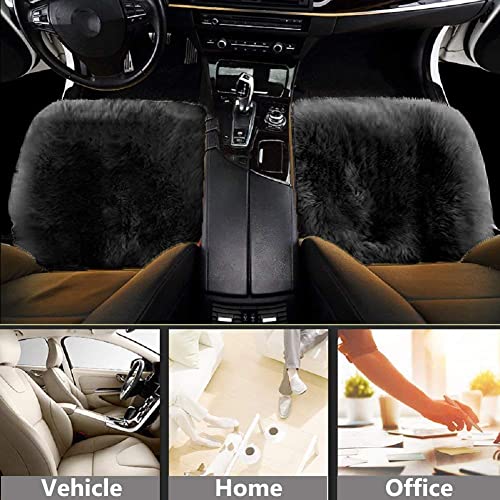 Big Ant Sheepskin Seat Covers, Authentic Australian Car Seat Pad Soft Long Wool Warm Seat Cushions Cover Winter Protector - Universal Fit For Cars Auto Supplies Driver Seat Office Chair (Black) #TOP4