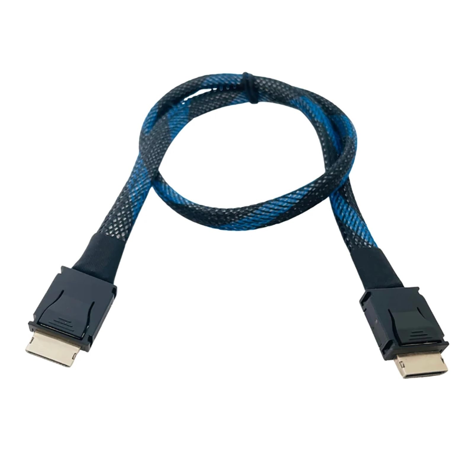 PCIe 4.0 X4 GEN4 do kabla SAS4 Oculink SFF-8611, pleciony miękki przedłużacz GPU SSD OCuLink 4X posrebrzany przewód 24 Gb/s, 50 cm