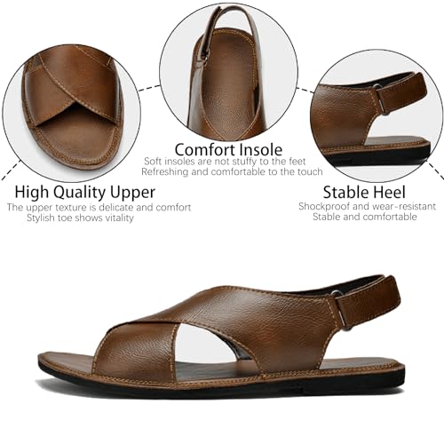 Men's Leather Hook Loop Fisherman Sandals Casual Comfortable Open Toe Anti-Slip Flat Water Shoes Summer Outdoor Walking Beach Sandals2