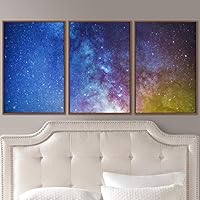3 Piece Framed Canvas Wall Art Starry Sky Canvas Prints Home Artwork Decoration for Living Room,Bedroom - 16