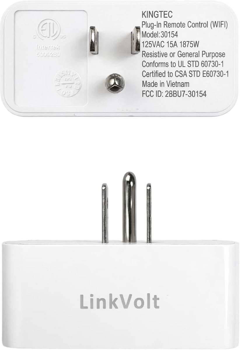LINKVOLT Smart WiFi Plug Compatible with Alexa and Google Home Smart Outlet Timer with APP Voice Remote Control 2.4 GHz