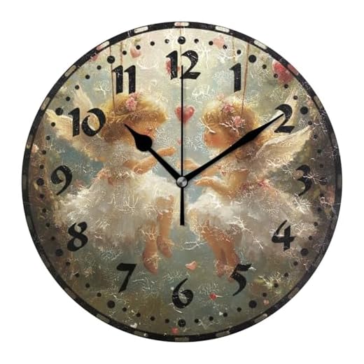 Lovely Angels Wall Clock, Silent Non Ticking 10 Inch Battery Operated Wall Clocks, Easy to Read