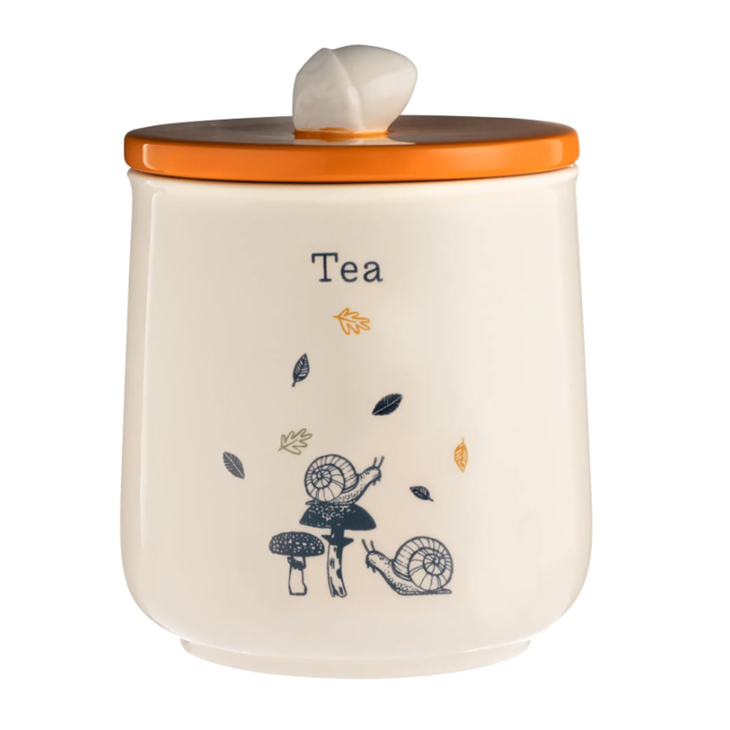 Price & Kensington Orange, Beige Ceramic Tea Jar Woodland Airtight Lid Acorn Handle Canister Storage Container 1L, Large