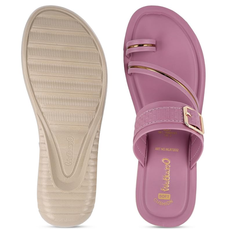Image of WALKAROO Women's Comfort Toe-Post Sandals |Cushioned Sole, Adjustable Buckle Strap, Soft Footbed, Lightweight PU Sole |Comfortable for Walking,Travel,Office & all day use WLR72032