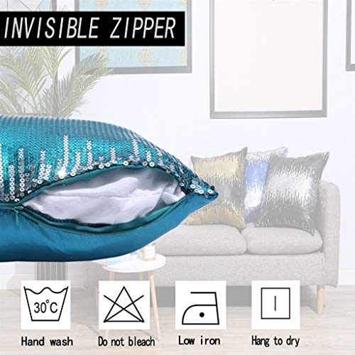Juya Delight SPC-18X18-2-TEALSILV Sequin Throw Pillowcases Teal And Silver Sparkle Pillow Cushion Covers thumb #4