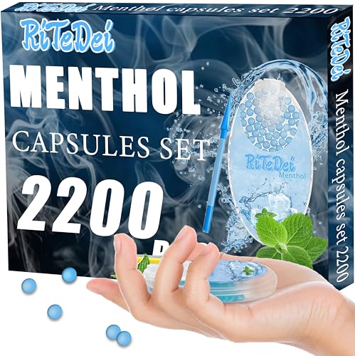 2200 Premium Menthol Kugeln Set I DIY Menthol Filter Erlebnis für Zigaretten I Aroma Kapsel Einfaches Einsetzen I Menthol Hülsen Intensiver Flavour mit praktischer Box