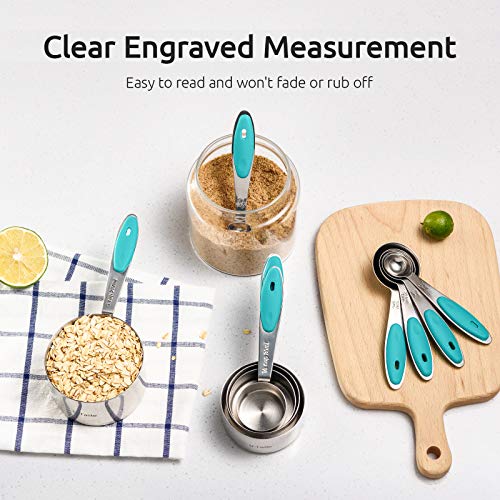 Image of U-Taste Measuring Cups Spoons Set, 18 /8 Stainless Steel, 10Pcs, Teal