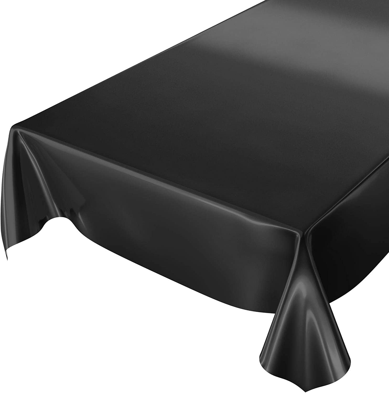 Designers247 Plain Black PVC Plastic Vinyl Table Cloth Jet Black Halloween Christmas Party Events Dining Oil Cloth (180cm x 140cm Rectangle 72" x 54" inches)