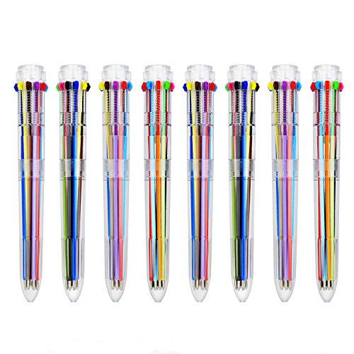 Leedemore 10-In-1 Retractable, 10 Colors Transparent Barrel Ballpoint Pen For Office School Supplies Students Children Gift (Pack Of 12), Mcolors-12 #TOP9