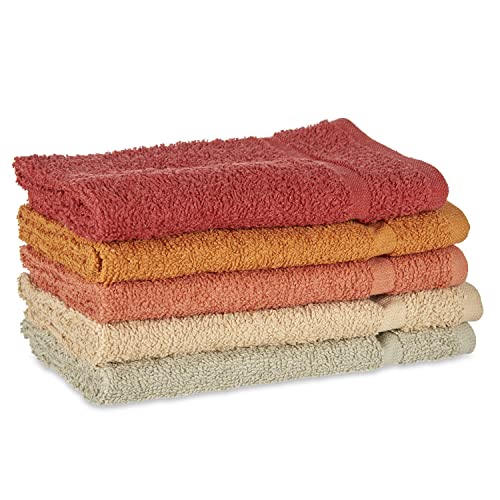 TIENDA EURASIA - Set de Paños de Cocina, Pack de 5 Trapos Cocina, Paños de Cocina Algodon 100%, Tamaño 50 x 51,5 x 0,5 cm, Trapos de Cocina Rizo Algodón 400gr (Teja)