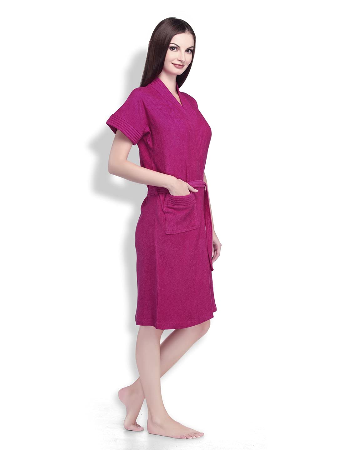 SAND DUNE Half Sleeve Soft Cotton Knee Length Bathrobe for Women & Girl (Rani) (XXXL) 1