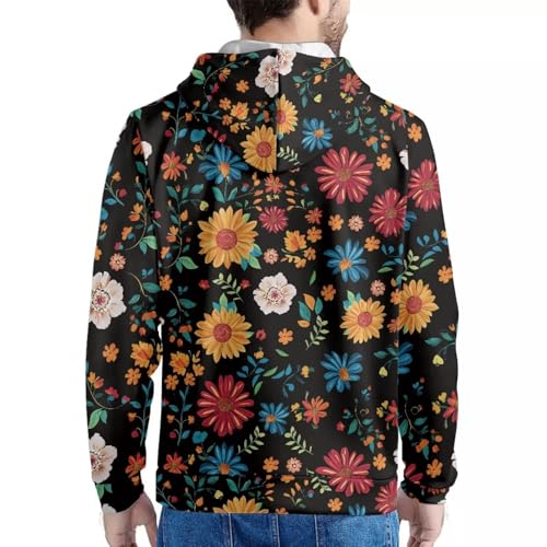 Image of Forchrinse Green Palm Tree Sea Beach Mens Hoodies Pullover Long Sleeve Fleece Hoodie Cozy Sport Casual Outwear