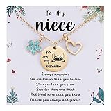 MIXJOY to My Niece Stitch Gifts You are My Sunshine Stitch Necklace&Sentiment Message Card for Teen