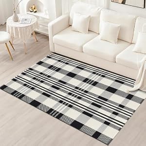 Buffalo Plaid Area Rug 3’x5′ Checkered Carpet Grid in/Outdoor Mat