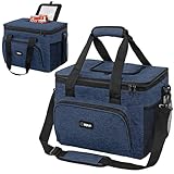 OPUX Bolsa térmica suave, bolsa de almuerzo plegable aislada para hombres, trabajo, camping, playa, viajes, portátil, suave, a prueba de fugas, impermeable, bolsa de almuerzo grande con correa para el
