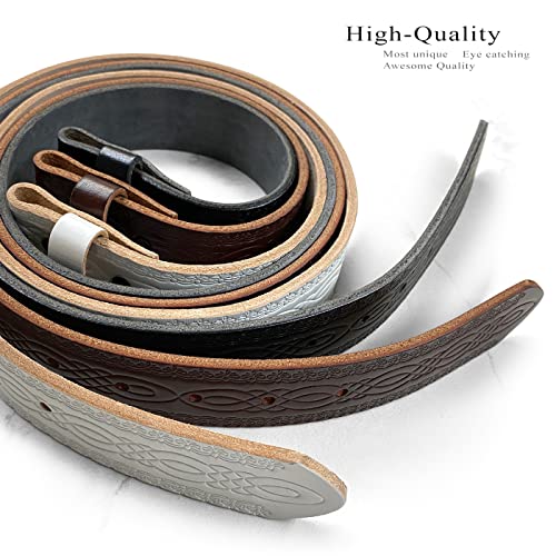 BS085 Genuine Full Grain Engraved Embossed Leather Belt Strap with Snaps on 1-1/2"(38mm) Wide (Black, 32) - Thumbnail 6