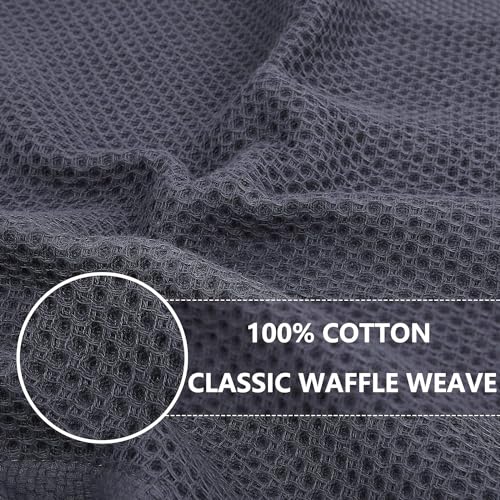 Image of Kitchen Cotton Lint Free Waffle Weave Hand Towels, Quick Drying Dish Cloths, Highly Absorbent Dish Rags Tea Towels Set with Hanging Loop, 13.4 inchx 13.4 inch, Multicolor, Pack of 6