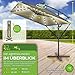 tillvex® Alu Sonnenschirm Rechteckig Ø 330 cm mit LED Solar + Abdeckung mit Kurbel | Ampelschirm mit Ständer & Windschutz | Gartenschirm UV-Schutz, wasserdicht, 360° drehbar | Kurbelschirm Marktschirm