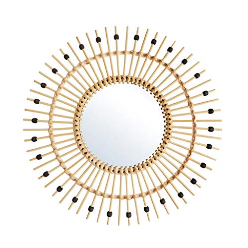 Black Velvet Studio Espejo de Pared Decorativo Redondo Madagascar, ratán Natural, DIY, Estilo étnico, nórdico, Bonito y Moderno, Ligero, bambú, Color Natural, Medida Exterior 45x45x2 cm Cover