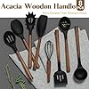 Silicone Cooking Utensil Set, Umite Chef 8-Piece Kitchen Utensils Set with Natural Acacia Wooden Handles,Food-Grade-Silicone Kitchen Gadgets Spatulas Set for Nonstick Cookware- Black #1