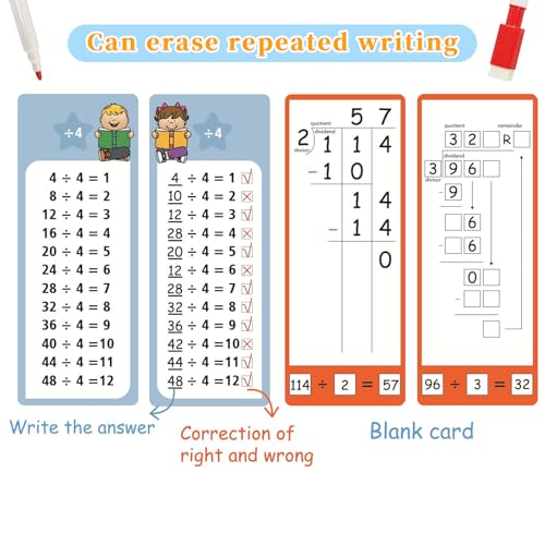 Lernkarten Mathematik Für Multiplikation Und Division Mit Übungsblättern Rechenhilfen Mathe Übungskarten Zum Abwischen Mathe Karten Tragbare Mathe Denkspiele Einschulung Geschenk Für Kinder