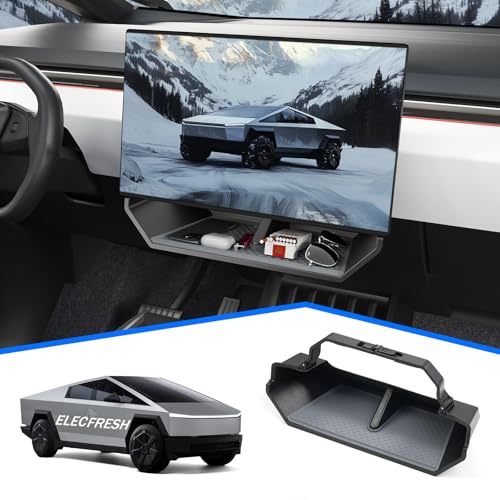 ELECFRESH Center Console Organizer Under Screen Storage Box for 2024 2025 2026Tesla Cybertruck Accessories Dashboard Hidden Tray for Cybertruck (A)