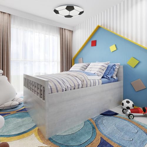 BRILONER - LED Deckenlampe mit Fußballmotiv, neutralweiße Lichtfarbe, 12 Watt, 1300 Lumen, Lampe Fußball, Deckenleuchte, Wohnzimmerlampe, Kinderzimmer, Jugendzimmer, 27,5x6,5 cm, Schwarz-Weiß