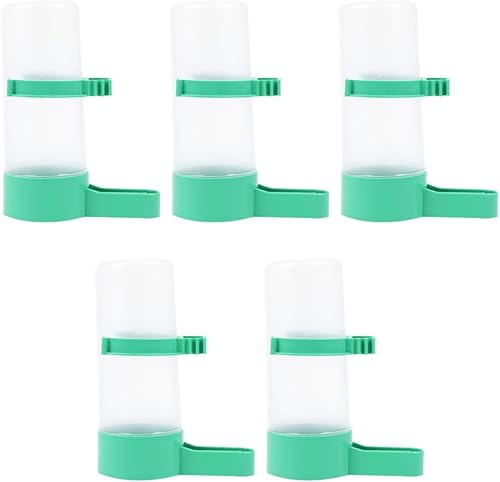 Yardwe 5 unidades de comedero de pájaros con clip de agua potable automático con aspersor de agua potable para pájaros, para loros, cacatúas,